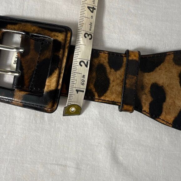 Vintage Y2K Wide Leopard Print Stretch Belt – S/M – Retro Statement Waist Cinche - Picture 14 of 16
